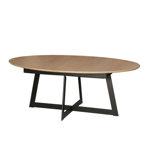 Contemporary table - QUARTZ - Michel Ferrand - wooden / metal base / oval