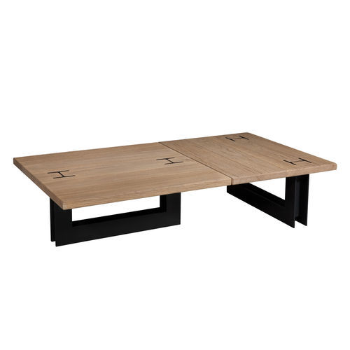 Contemporary coffee table - CONTREMAITRE - Michel Ferrand - wooden / metal base / rectangular