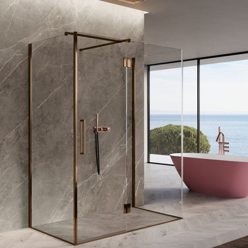 Glass shower cubicle - EASY - Disenia - with pivot door / rectangular / chromotherapy