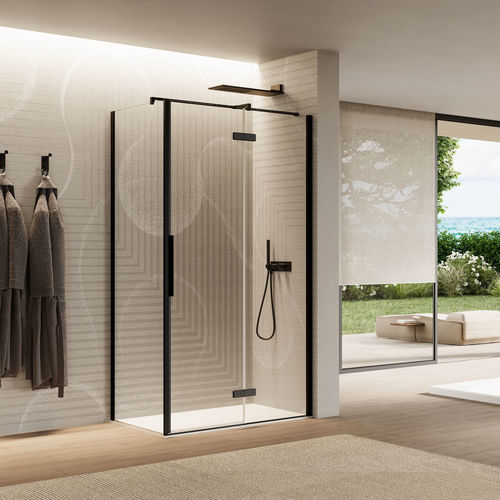 Tempered glass shower cubicle - INES - Disenia - with hinged door / corner / for alcoves