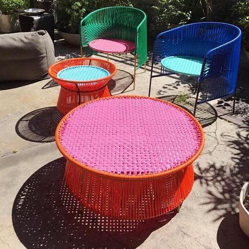 Contemporary coffee table CARIBE ames steel / plastic / round