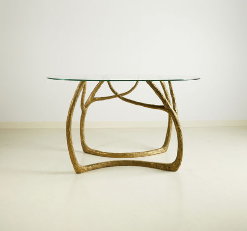Contemporary sideboard table - BOUGH - MASAYA - glass / brass base / oval