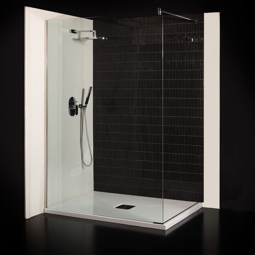 Tempered glass shower cubicle - Albion Bath Co - fixed / corner / smoked glass