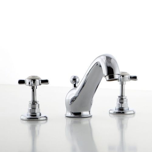 Double-handle washbasin mixer tap - Albion Bath Co - countertop / built-in / chrome-plated brass