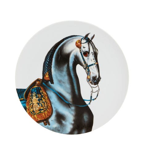 Flat plate - CABALLUS - VISTA ALEGRE - round / porcelain / patterned