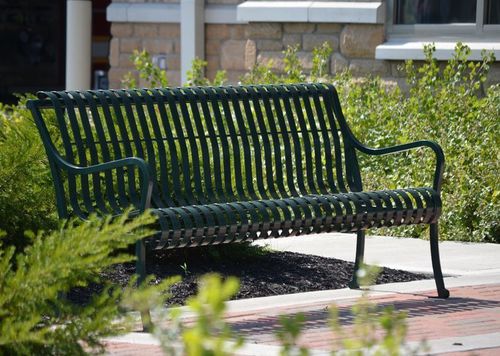 Classic public bench - BOWERY - CANTERBURY DESIGNS - wrought steel / with backrest / with armrests