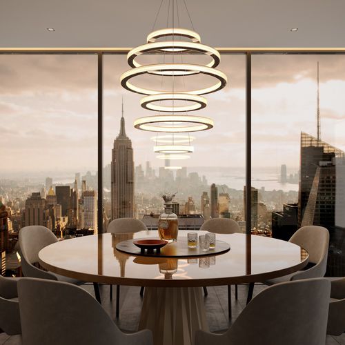 Art Deco chandelier - SALO ELAMA - cameron designhouse - brushed metal / polished metal / LED
