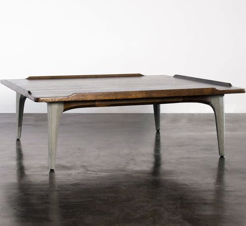 Contemporary coffee table - SALK  - District 8 - oak / concrete / rectangular