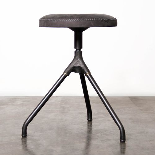 Contemporary stool - AKRON  - District 8 - steel base / cast iron base / upholstered