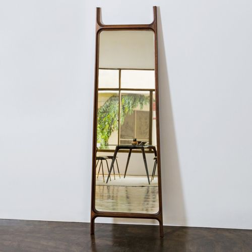 Free-standing mirror - FLOOR  - District 8 - contemporary / rectangular / oak