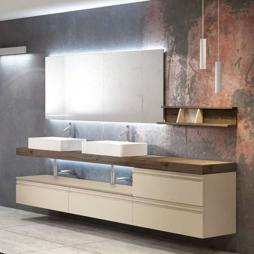 Double washbasin cabinet - ALMA - Decosan - wall-hung / oak / lacquered wood