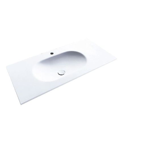 Built-in washbasin - OVAL - Decosan - Solid Surface / with counter / rectangular