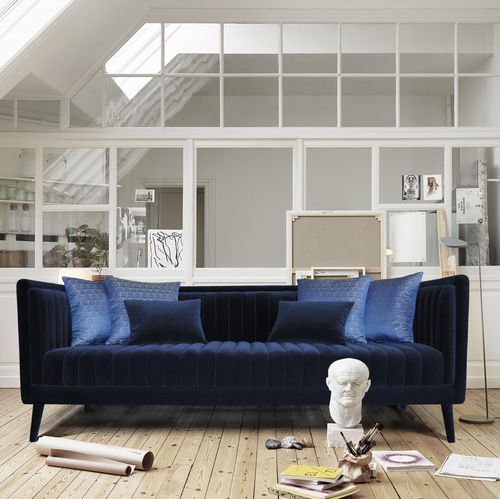 Contemporary sofa - Azurite - Muranti - velvet / cotton / with armrests