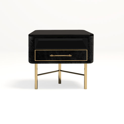 Contemporary bedside table - Cyprus - Muranti - fabric / polished brass base / rectangular