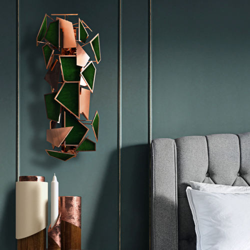 Original design wall light - AVENTURINE - Muranti - indoor / polished copper / fabric