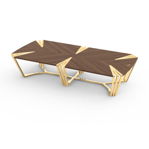 Contemporary dining table - Kozmus - Muranti - American walnut / polished brass base / rectangular