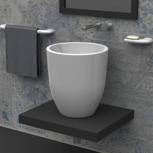 Free-standing washbasin - RUBENS - Valadares - ceramic / limestone / round