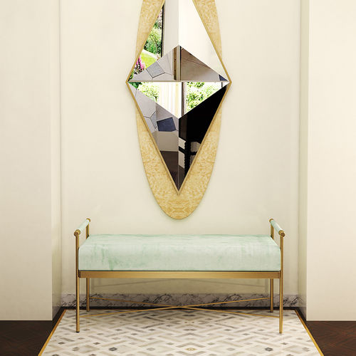 Contemporary upholstered bench - MERYL II - By Swans - velvet / brass / commercial