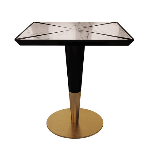 Contemporary dining table - GOSLING II - By Swans - lacquered wood / brushed brass / marble