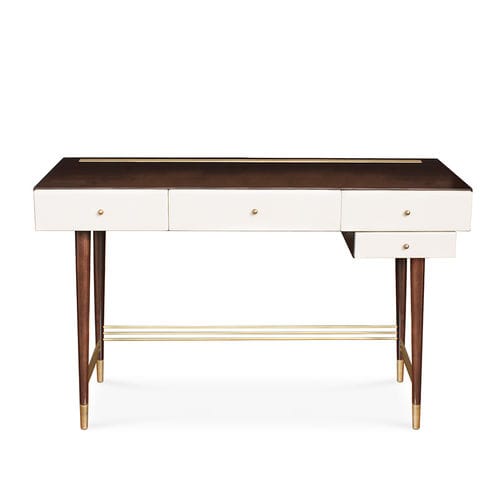 Classic dressing table - VICTORIA II - By Swans - solid wood / brushed brass / leather