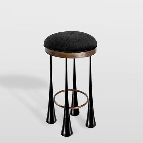 Unique design bar stool - VASTO  - MAPSWONDERS - fabric / brass base / 4-legged