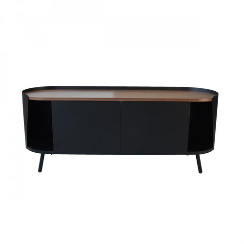 Contemporary TV cabinet - Armand - Résistub Productions - 2-door / with built-in light / oak