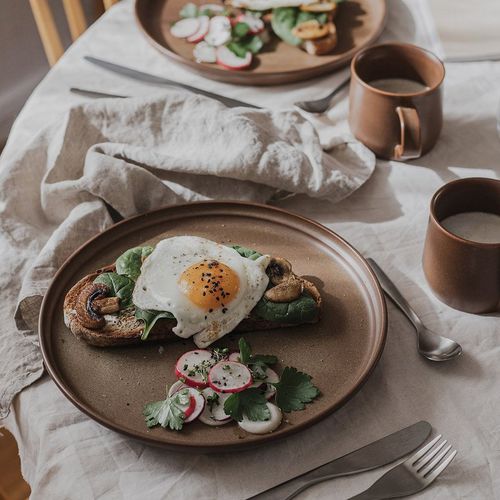Flat plate - FOG  - KINTO - round / porcelain / plain