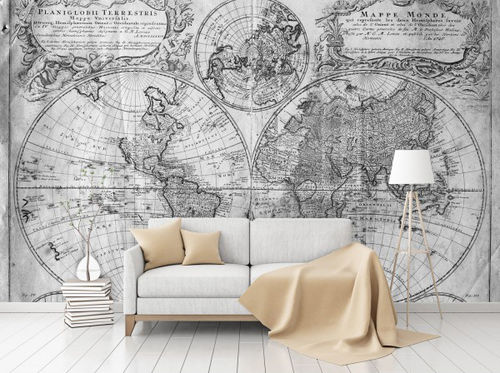 Traditional wallpaper - ARNO - LÉ PAPIERS DE NINON - map / printed