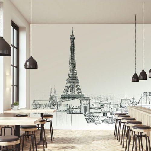 Contemporary wallpaper - PANAME - LÉ PAPIERS DE NINON - panoramic / urban motif / sketch