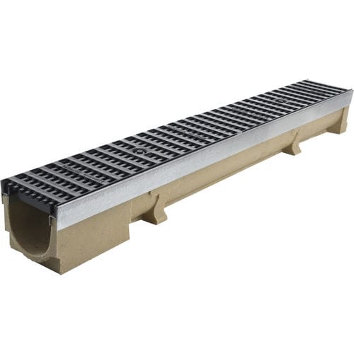 Drainage channel with grating - BG Betonwaren GmbH - slot / sloped / polymer