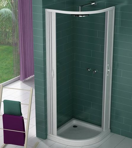 Sliding and stacking shower screen - LUX : GIOVE  - PINTO - curved / corner