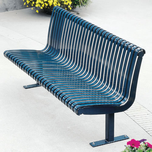 Classic public bench - PLAZA - Tournesol SITEWORKS - steel / cast iron / with backrest