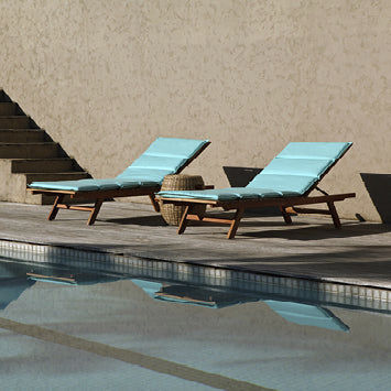 Contemporary sun lounger - Moorea  - Tidelli - wooden / eucalyptus / adjustable backrest