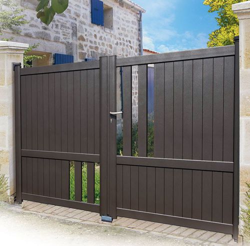 Swing gate - GAMAY - KSM PRODUCTION - sliding / thermo-lacquered aluminum / with bars