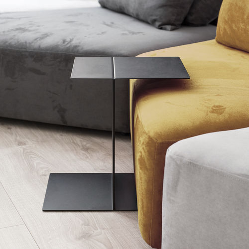 Contemporary side table - TWIN - 3S design - powder-coated steel / steel base / rectangular