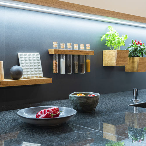 Oak spice rack - W6 • oblique - 3S design - wall-mounted