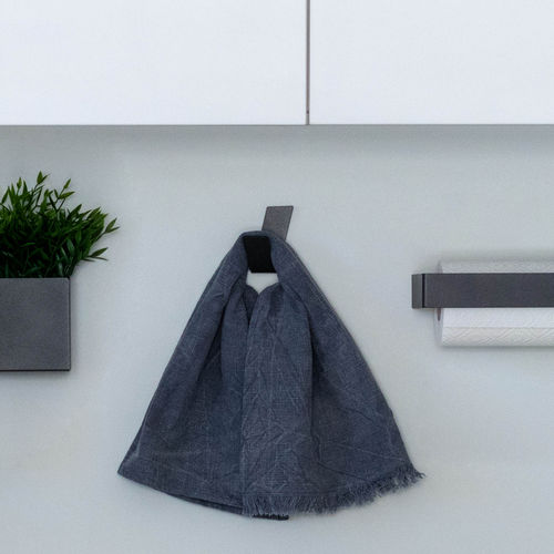 Contemporary coat hook - oblique - 3S design - powder-coated steel / individual / black