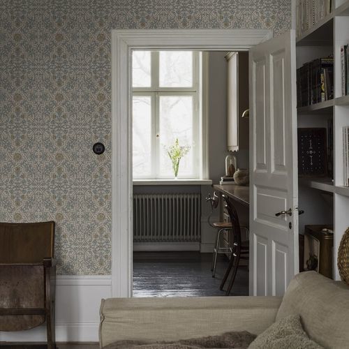 Traditional wallpaper - Rosenvinge - Boråstapeter - floral / fabric look / green