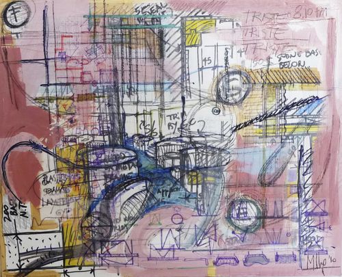 Acrylic decorative painting - Untitled Rosa STRATICOLLAGE - San Polo Art Gallery | Contemporary Art & Design i - combi / on paper / abstract