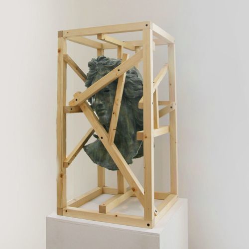 Wooden sculpture - Cage n° 7 - Testa di Apollo, 2017 - San Polo Art Gallery | Contemporary Art & Design i - metal / jesmonite / handmade