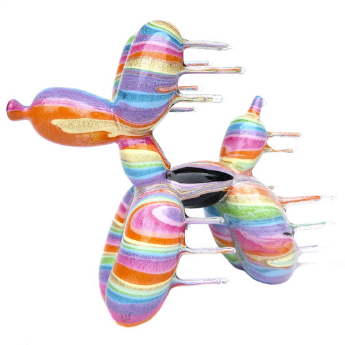 Metal sculpture - Blown Away Balloon Dog - Rainbow Sherbet - San Polo Art Gallery | Contemporary Art & Design i - resin / clay / acrylic