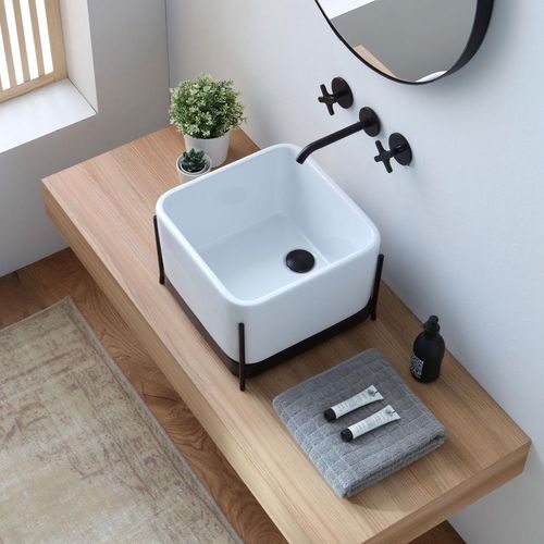 Countertop washbasin - BRD01QN - horganica - ceramic / square / contemporary
