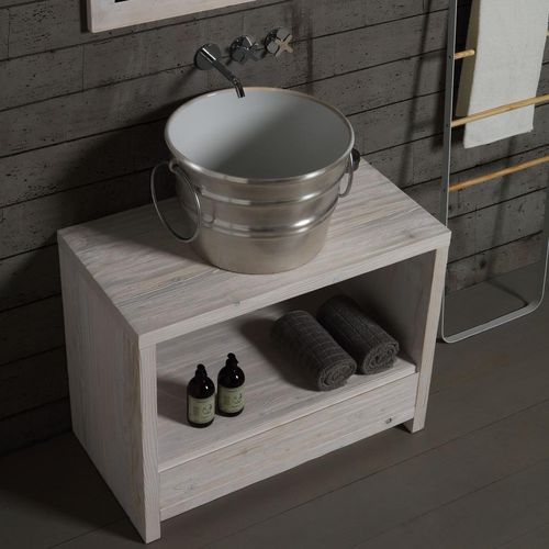 Countertop washbasin - BCL02TAR - horganica - ceramic / with towel rack / handmade