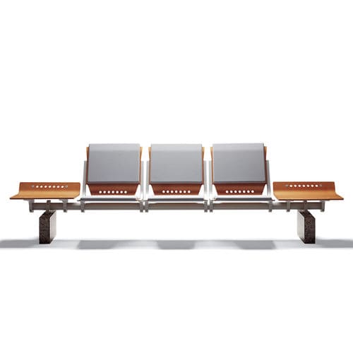 Metal beam chair - ESTAR MW - IMAT MOBILIARIO Y DISEÑO S.A. - wooden / polyurethane foam / 3-seater
