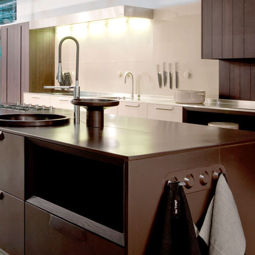 Porcelain stoneware countertop - KERAMOS - Monolite Ipergres - ceramic / kitchen / brown