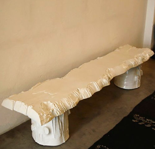 Original design bench - MOBILI ALL'ARIA - Monolite Ipergres - sandstone / ceramic / without backrest