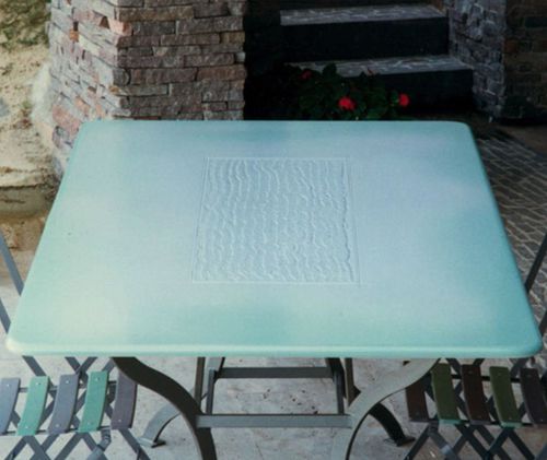 Contemporary dining table - Monolite Ipergres - ceramic / metal base / square