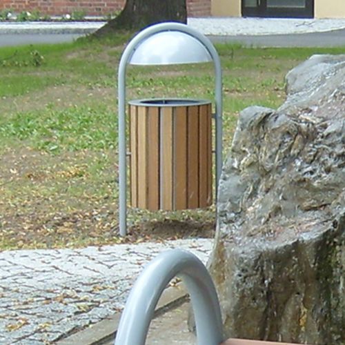 Public trash can - JUNO DOME - DW Windsor - stainless steel / hooded / traditional