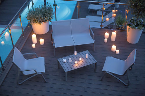 Contemporary armchair - SUNSET CONVERSATIONNEL - GROSFILLEX - Textilene® / aluminum / resin