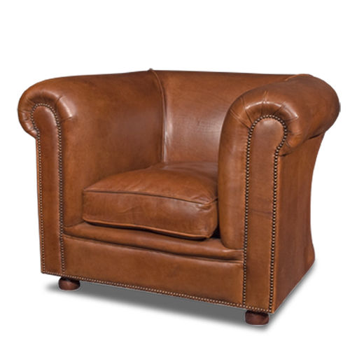 Traditional armchair - MANCHESTER  - Bendic International - leather / with removable cushion / gray